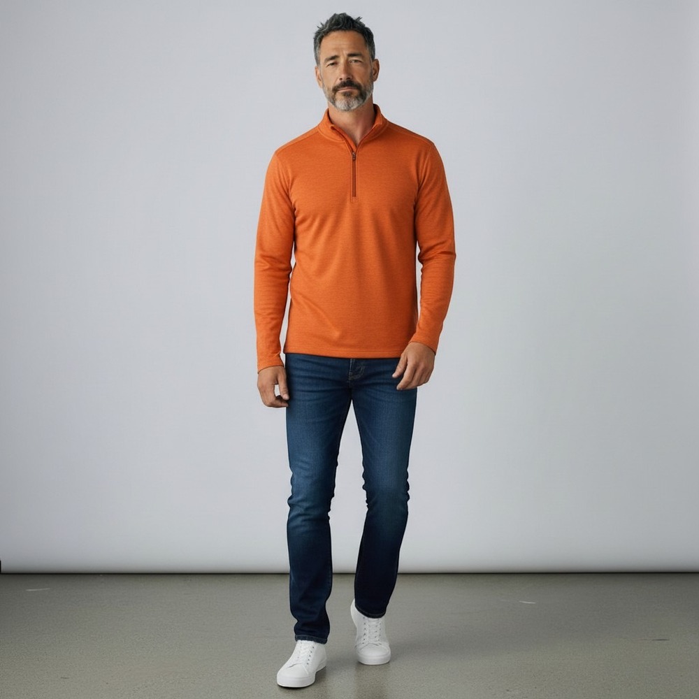 REI Co-op Half Zip Pullover Men L Bright Orange Performance Midweight Base Layer